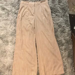 Beige and white striped slacks